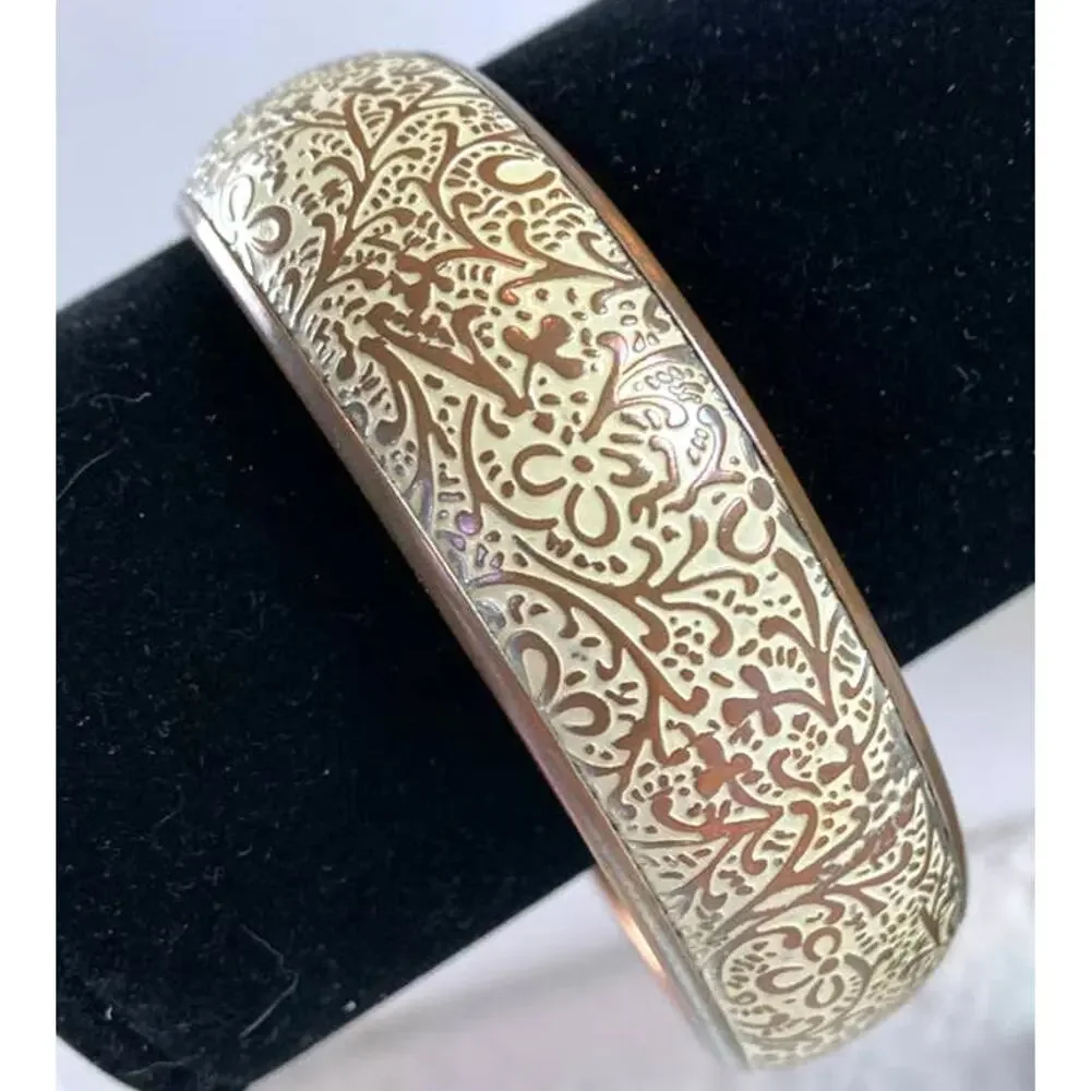Whitewashed copper tone bangle bracelet